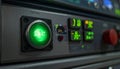 Glowing Green Start Button on Industrial Machine Royalty Free Stock Photo