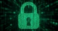 Cyber Security Padlock with Digital Binary Code Background Royalty Free Stock Photo