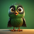 Quirky Robin Character With Vibrant Green Color And Playful Eyes Royalty Free Stock Photo