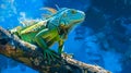 Majestic iguana basking on a branch