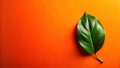 Vibrant green leaf on a bold orange background a study in contrast and simplicity. Generative AI Royalty Free Stock Photo