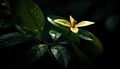 Vibrant green leaf drops dew on flower petal generated by AI Royalty Free Stock Photo