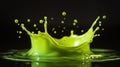 Vibrant Green Liquid Splash on Black Background Royalty Free Stock Photo