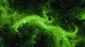 Vibrant Green Nebula Galaxy. A dynamic and vibrant green nebula forms a galaxy in the dark cosmos