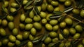 Vibrant Green Olives In Olive Oil - High Resolution Flat Lay Image