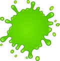 Vibrant green paint splatters dynamically against a clean white backdrop, creating an energetic and eye catching visual
