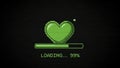 Green Pixel Art Heart Loading Bar on Dark Background Royalty Free Stock Photo