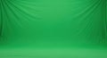 Vibrant Green Screen Backdrop with Soft Draping and Studio Lighting Royalty Free Stock Photo
