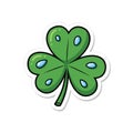 Vibrant Green Shamrock Sticker with Dew Drops on White Background Royalty Free Stock Photo