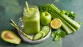 The Refreshing Elixir: A Green Symphony of Cucumbers, Celery, Lemon, and Love. Generative AI