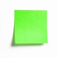 Vibrant green sticky note with shade isolated on white Royalty Free Stock Photo