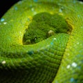 Coiled Green Tree Python Resting Peacefully Royalty Free Stock Photo