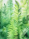 Vibrant Green Watercolor Fern in Lush Shades AI Generated