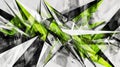 Vibrant Green and White Abstract Geometric Art