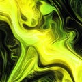 Vibrant green and yellow fluid swirls creating hypnotic abstract patterns