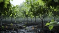 Animated grove of pixelated trees in lush forest nature scene detailed environment captivating viewpoint