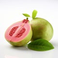 Vibrant Guava Fruit Photo On White Background - Detailed 8k Shutter Photography