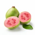 Vibrant Guava Fruits On White Background