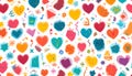 Vibrant hand drawn hearts and confetti seamless pattern for celebrations Royalty Free Stock Photo