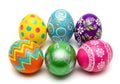 Vibrant hand-painted easter eggs displaying colorful traditional and modern decorative patterns Royalty Free Stock Photo