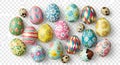 Vibrant hand painted Easter eggs and quail eggs display Royalty Free Stock Photo