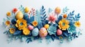 Handcrafted 3D Easter Card with Colorful Paper Flowers. Royalty Free Stock Photo