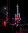 Vibrant Hard Rock cafe neon sign in Warsaw