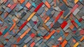 Vibrant Harlequin Tapestry: Slate Mosaic Extravaganza. AI generate