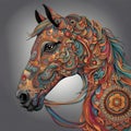 Vibrant Harmony: The Colorful Horse Mandala Royalty Free Stock Photo