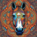 Vibrant Harmony: The Colorful Horse Mandala Royalty Free Stock Photo