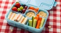 Healthy Lunchbox on Gingham Background Royalty Free Stock Photo