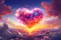 Vibrant Heart clouds colorful. Generate Ai