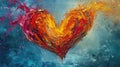 Vibrant heart explosion in a burst of colorful paint, Ai Generated