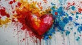 Vibrant heart explosion in a burst of colorful paint, Ai Generated