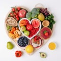 Love your body with this heart-shaped platter of farm-fresh fruits and vegetables Royalty Free Stock Photo