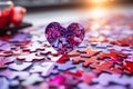 Vibrant Heart-Shaped Puzzle Pieces in Glossy Acrylic - Abstract Close-Up Photography