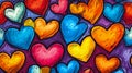 Vibrant Hearts: A Colorful Illustration of Love, Happiness, and