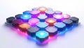 Vibrant Hexagonal Lights on a Digital Grid Royalty Free Stock Photo