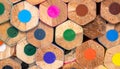 Vibrant Hexagonal Pattern of Colored Pencils Royalty Free Stock Photo