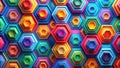 Vibrant hexagonal pattern a multilayered abstract design featuring an array of interlocking hexagons in a spectrum of bold and Royalty Free Stock Photo