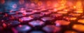 Vibrant Hexagonal Tech Background in Neon Lights with futuristic design, colorful aesthetic