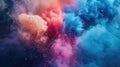 Vibrant Holi Powder Explosion on Colorful Backdrop - Abstract Closeup of Colorful Dust