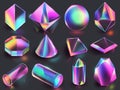Vibrant Holographic Geometric Shapes Set