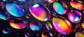 Vibrant holographic liquid orbs and metallic drops in an abstract background for design inspiration