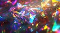 Vibrant holographic patterns created by crystal-like structures reflecting light in a kaleidoscopic array