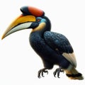 Image of isolated hornbill against pure white background, ideal for presentations