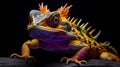 Vibrant Horned Lizard: A Photographic Portrait On Black Background