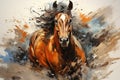 Vibrant Horse Artwork Ink Painting