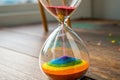 vibrant hourglass with rainbow colored sand flowin - generated by ai Royalty Free Stock Photo