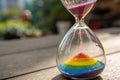 vibrant hourglass with rainbow colored sand flowin - generated by ai Royalty Free Stock Photo